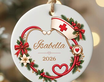 Personalized New Nurse Christmas Ornament, Custom Nursing Xmas Gifts, Healthcare Ornaments, Nurse Keepsake Gift, Nursing Graduate Gift