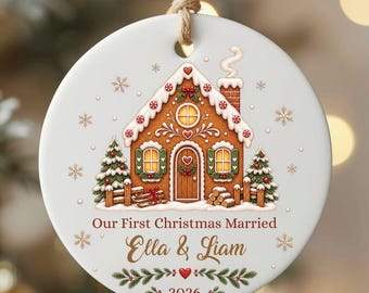 Personalized Our First Christmas Married Ornament, New Couple Home Decor, Newlywed Xmas Gifts, New Home Gingerbread Ornaments