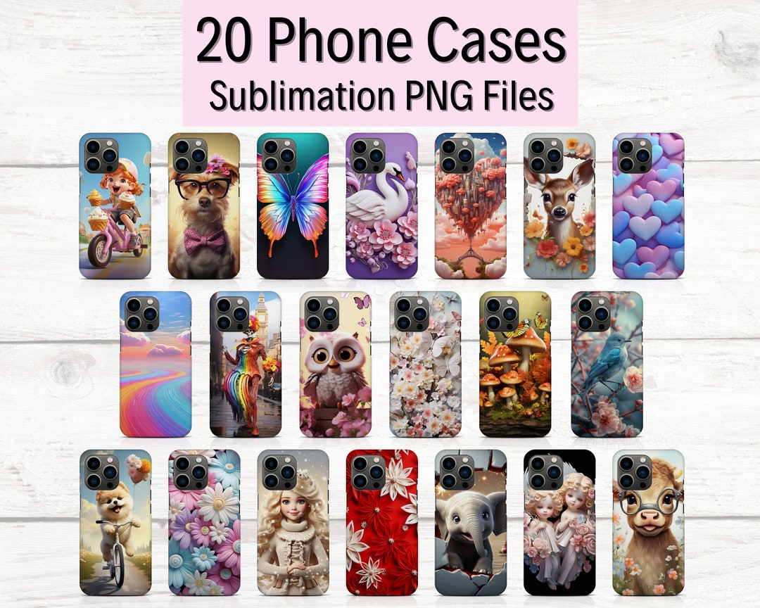 20 Phone Case Sublimation Bundles, Phone Case 3D Printed, iPhone Case Designs, PNG Sublimate