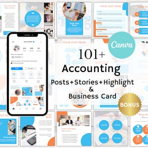 Accounting Instagram Template, Accountant Instagram Post Canva Templates, Bookkeeper Social Media Template, Finance Canva, Accounting Post