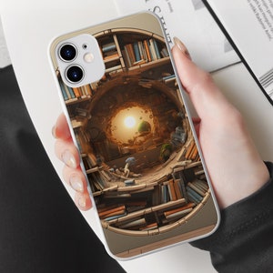 Phone Sublimation Design, 3D Bookshelf Phone Case, iPhone Case Template, Phone Case Sublimation, Book Lover Gift PNG, Phone Case 3D Printed