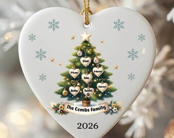 Personalized Pet Family Christmas Ornaments, Family of 5 Ornament, Grandparent Xmas Bauble, Family Xmas Keepsake, Large Family Gifts