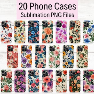Blumen Sublimation Telefonhüllen Bündel, iPhone Hülle Vorlagen, Telefonhüllen Designs Digital, Blumen Sublimationsdesign, PNG Print Telefon, PNG