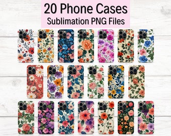 Flowers Sublimation Phone Cases Bundle, iPhone Case Templates, Phone Case Designs Digital, Flowers Sublimation Design, PNG Print Phone, PNG