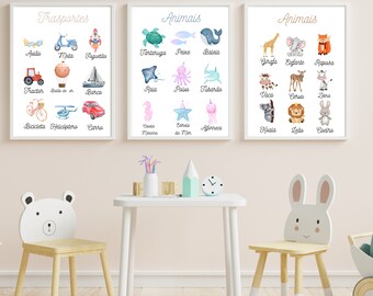Poster educativi portoghesi, stampe homeschool, decorazioni per l'aula Montessori, decorazioni neutre per bambini, decorazioni per la sala giochi per bambini, impara l'italiano