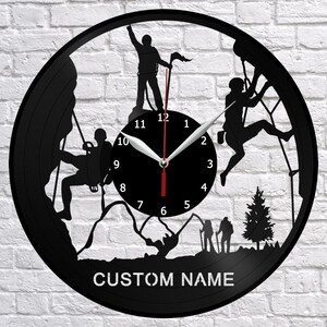 Reloj de escalada personalizado con luz LED, reloj de pared, arte, decoración del hogar, luz, reloj de vinilo con nombre personalizado, reloj de vinilo, diseño de nombre personalizado Custom without LED