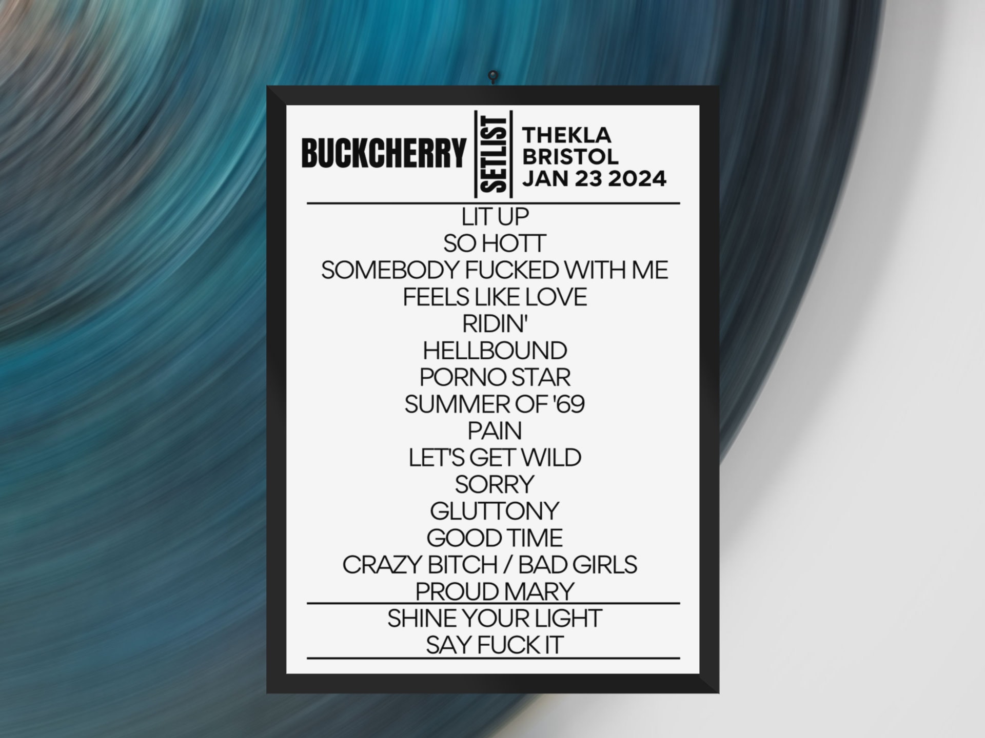 Buckcherry Setlist Bristol January 2024 sold by Paralyzed Endgame SKU