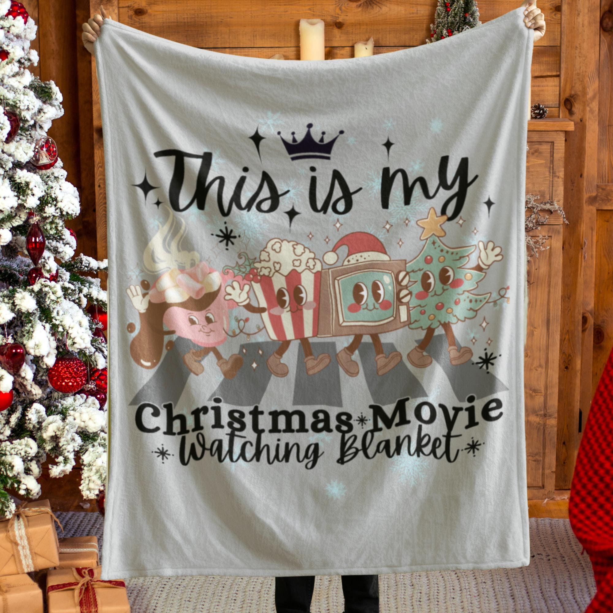 Retro Christmas Movie Watching Blanket: Plush Holiday Snuggle