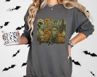 Sweat vintage film d'horreur : ras du cou effrayant d'Halloween