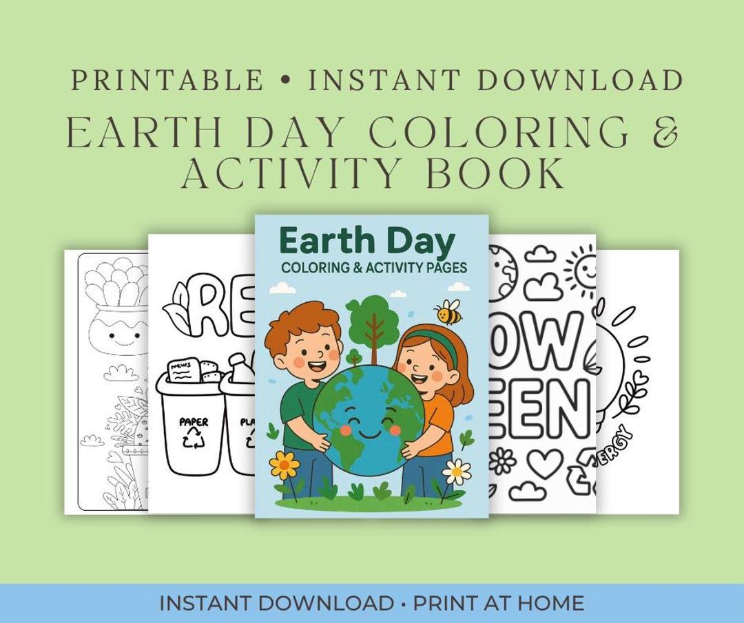 Earth Day Coloring Pages Activity Pack, Kids Homeschool Printable ...