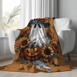 Couverture fantôme d'Halloween, couverture d'Halloween, décoration d'Halloween rétro, jeté de couverture automne, joli cadeau d'Halloween, couverture sorcière, couverture bohème