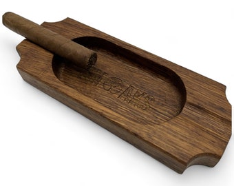 Cenicero de cigarros Hecho a mano de lujo de roble francés de primera calidad, elegante bandeja de ceniza Regalo ideal para entusiastas de los cigarros Ceniceros de cigarros de lujo únicos