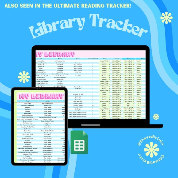Library Tracker | Book Tracker | Reading Tracker | Reading Planner | Book Spreadsheet | Reading Log | Google Sheets Book Tracker