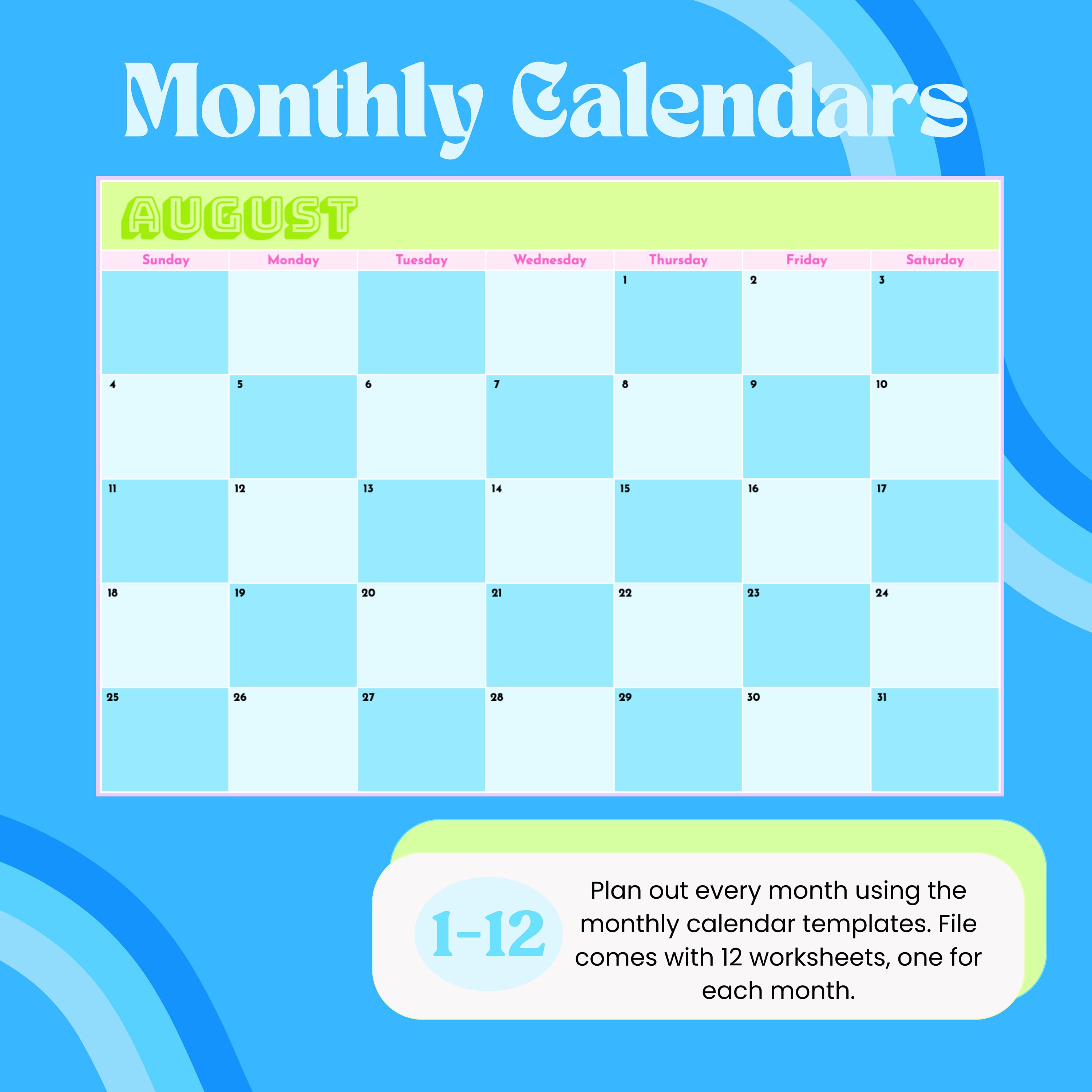 2024 Calendar Template Digital Calendar Digital Planner Google Sheets