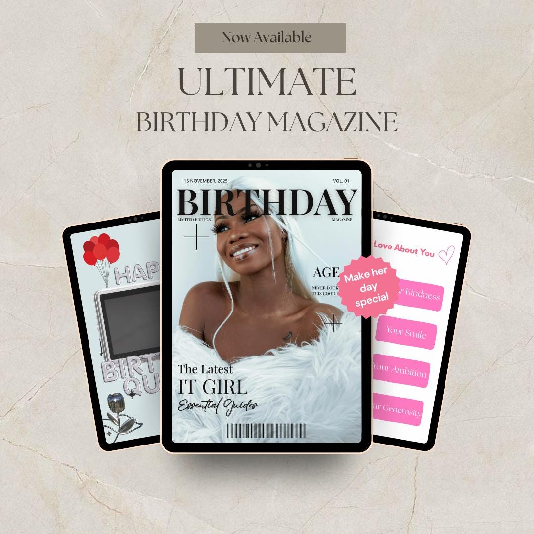 Magazine Card Personalised Birthday Magazine Template | Unique Keepsake (digital ...