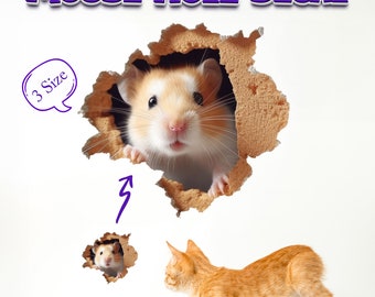 Sticker mural 3D trou de souris pour plinthes et escalier, sticker souris mignon pour amoureux des chats, sticker cadeau drôle pour garçons et amoureux des souris