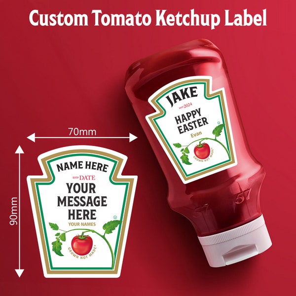 ketchup personnalisé, étiquette de sauce en vinyle, sticker rigolo, cadeau d'anniversaire, cadeau d'anniversaire, pour ami, pour pizzeria, pour collègue