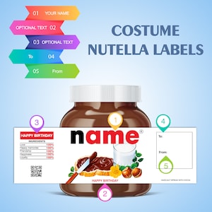 Custom Name Nutella Jar, Unique Chocolate Lover's Gift, Personalized Holiday Present, Chocolate Nutella Label, Custom Name Gift for Birthday