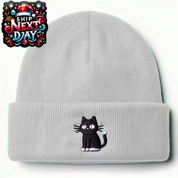 Cozy Cat beanies, cute gift for pet lovers, Cute Black kitty Beanie: Charming Winter Hat for animal Lovers, Adorable & Warm Cap