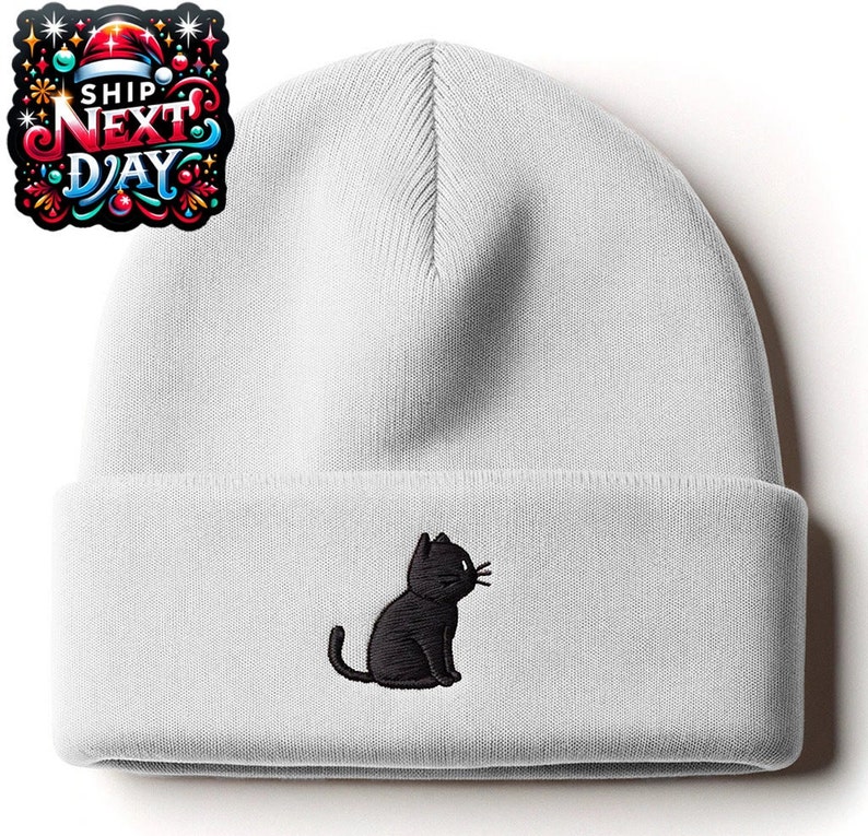 Cozy Cat Beanies, Cute Gift for Pet Lovers, Cute Black Kitty Beanie