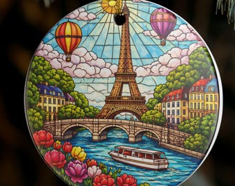 Eiffel Tower Scenic Ornament | Paris Ceramic Christmas Decoration