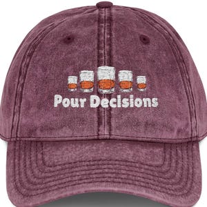 Embroidered Whiskey Glasses Hat: &quot;Pour Decisions&quot; Retro Dad Cap