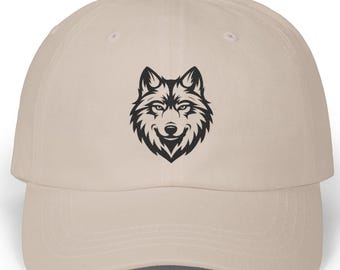 Wolf Head embroidery Dad Cap | Minimal animal logo baseball hat