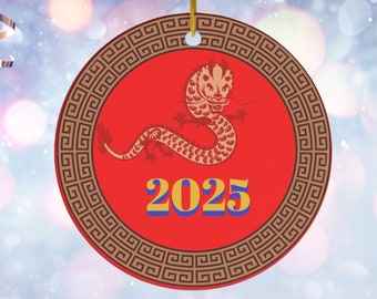 2025 Zodiac, Chinese New Year of the Snake, Sign, Lunar New Year, Ornament, Christmas Ornament, Ceramic Ornament, Keepsake, Unique Gift