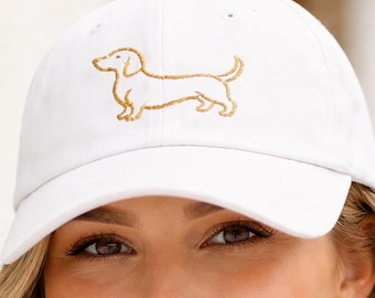 Gorra bordada de perro salchicha / Gorra clásica de papá