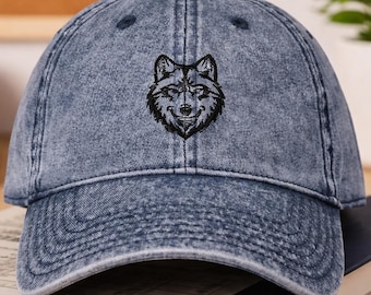 Wolf Embroidered Vintage Cotton Twill Dad Hat