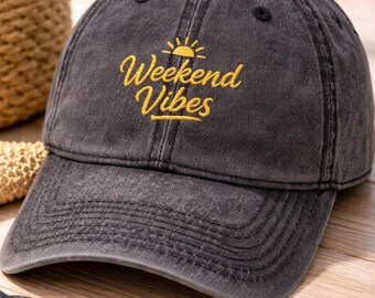 Weekend Vibes embroidered cap | vintage washed hat