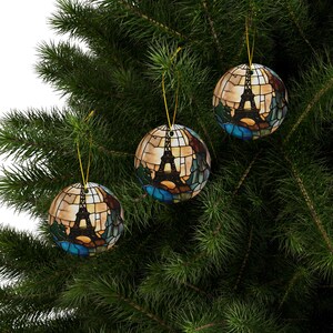 Paris Ceramic Christmas Ornament: Faux Stained Glass Design image 5