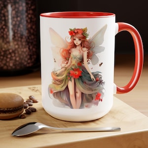Feen Kaffeetasse, Feen-Liebhaber-zweifarbige Kaffeetasse, Feen-Liebhaber-Geschenk, Muttergeschenk, Schwestergeschenk, zweifarbige Kaffeetassen, 15 Unze