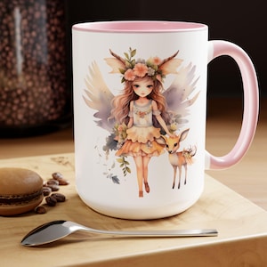 Fairy Lover Two-Tone Coffee Mug - 15oz Magic for Your Morning Brew - Enchanting Gift for Fairy Fans, Mom Gift, Sister Gift, Gift for Her