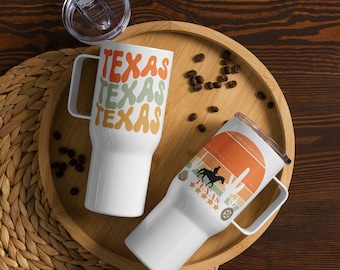 Texas Travel mug with a handle,  insulated travel mug, stainless steel, BPA-free