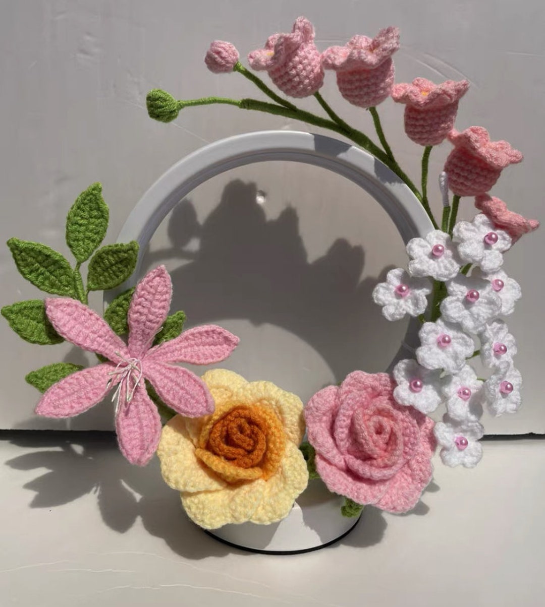 Handmade Knitting Flower Night Lamp, Crochet Flower Lamp, Knitted Flower Night Light, Home