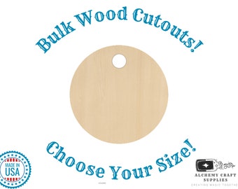 Wood Circle - Unfinished laser cut wood in bulk, DIY crafts, jewelry supplies, Find the size you need ~1-11.5 inches!