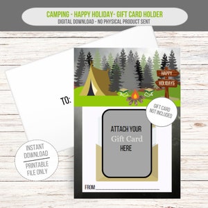 Camping - Joyeuses Fêtes - Porte-cartes cadeau imprimable