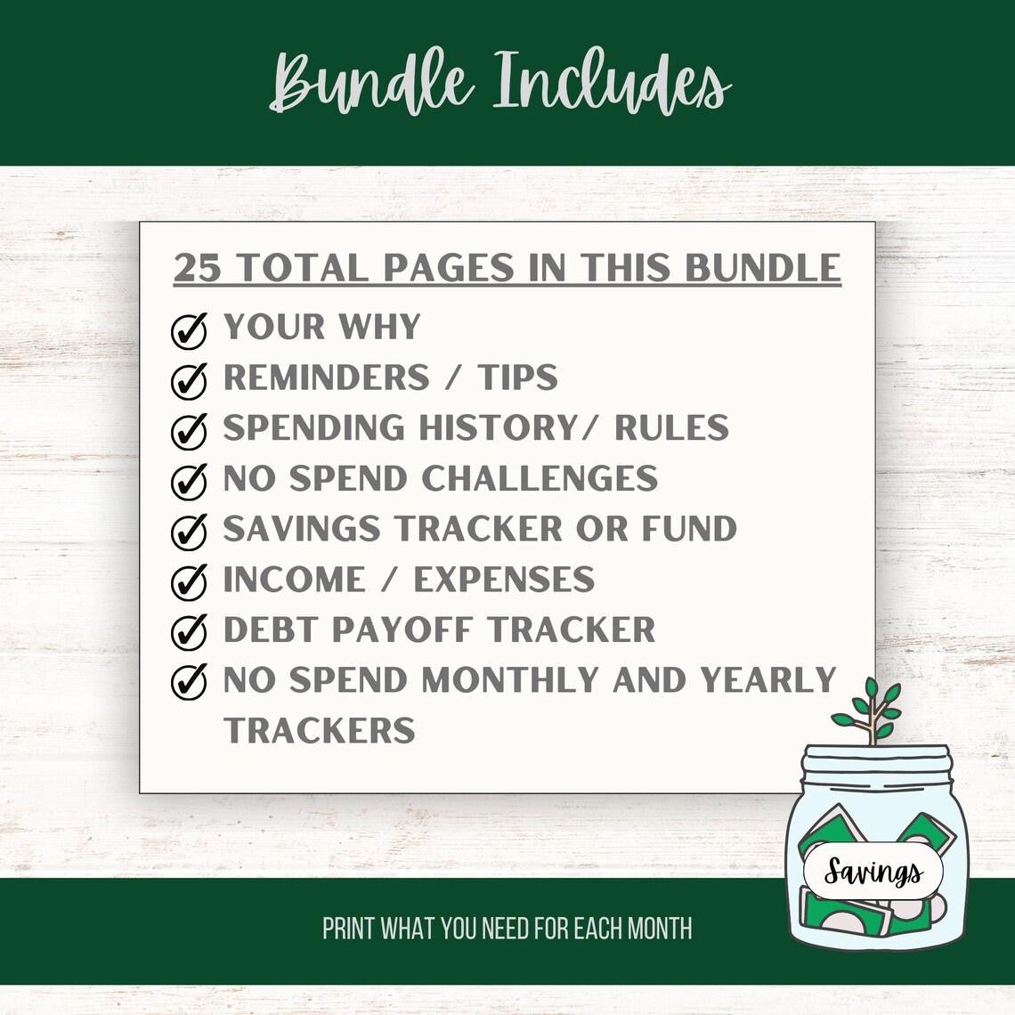 No Spend - Money Savings Challenge Printable Bundle, Financial ...