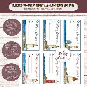 Leuchtturm Frohe Weihnachten - Set mit 6 rechteckigen Geschenkkarten