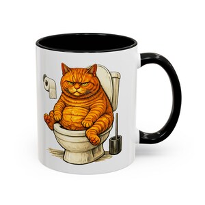 Funny Orange Cat Toilet Mug, Grumpy Tabby Cat Coffee Mug, Cat Lover Gift, Bathroom Humor Mug, Cute Ginger Cat Cup Gift