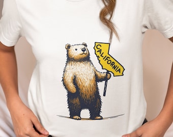California Dreamin Unisex Bear T-Shirt - Vintage-Inspired Graphic Tee Top for Casual Wear & Golden State Fans, Gift Idea for Her/Him
