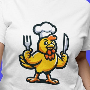 Unisex Cartoon Chicken Chef T-Shirt | Humorous Cook Shirt | Culinary Gifts | Unique Foodie Tee | Kitchen Apparel | Comfy Casual Wear