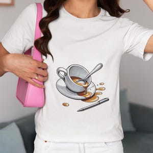 Unique Coffee Lover Unisex T-Shirt, Spilled Coffee Cup Novelty Shirt,Tee for Caffeine Enthusiasts,Perfect Top Gift for Baristas&Java Junkies