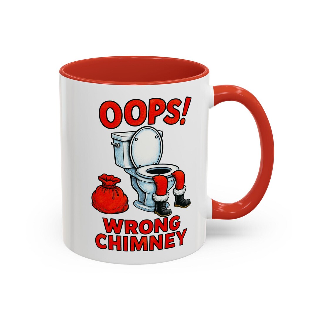 Oops Wrong Chimney Funny Santa Toilet Mug Christmas Bathroom Humor Gag ...