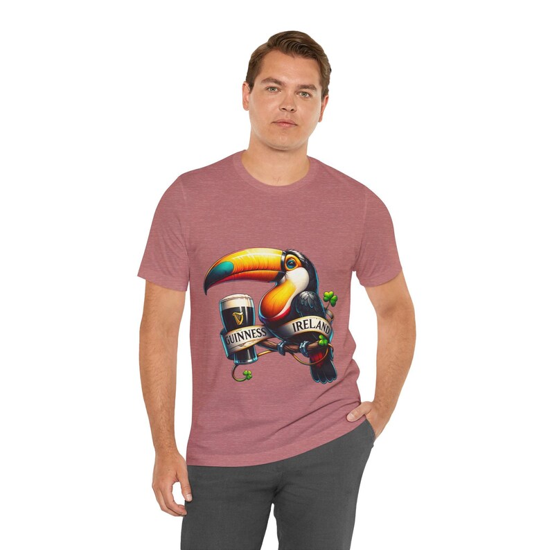Unisex Vintage-Style Toucan Graphic Tee Top | Ireland & Guinness-Inspired | Retro Softstyle T-Shirt for Beer Enthusiasts | Unique Irish Gift image 6