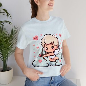 Valentine&#39;s Cupid T-Shirt with Bow & Arrow - Romantic Love Arrow Cupid Tee Top, Unisex Valentine&#39;s Day Shirt Gift Idea Couple Her/Him