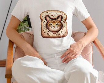 Whimsical Cat-In-Bread Unisex Tee | Quirky Feline Sandwich Humor | Perfect Gift for Cat Lovers & Baking Enthusiasts | Novelty Animal T-Shirt