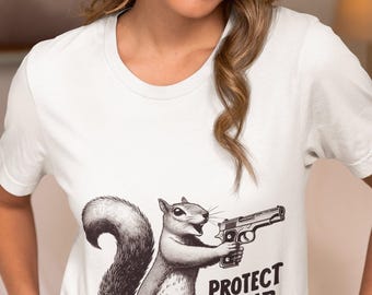Funny Squirrel "Protect Your Nuts" T-Shirt - Hilarious Animal Graphic Tee for Men & Women, Unique Top Gift Idea for Him/Her