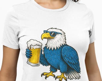 Bald Eagle Beer Unisex T-Shirt, Funny American Drinking Shirt for Men & Women, USA Patriotic Party Tee, 4th of July, Summer Gift Top